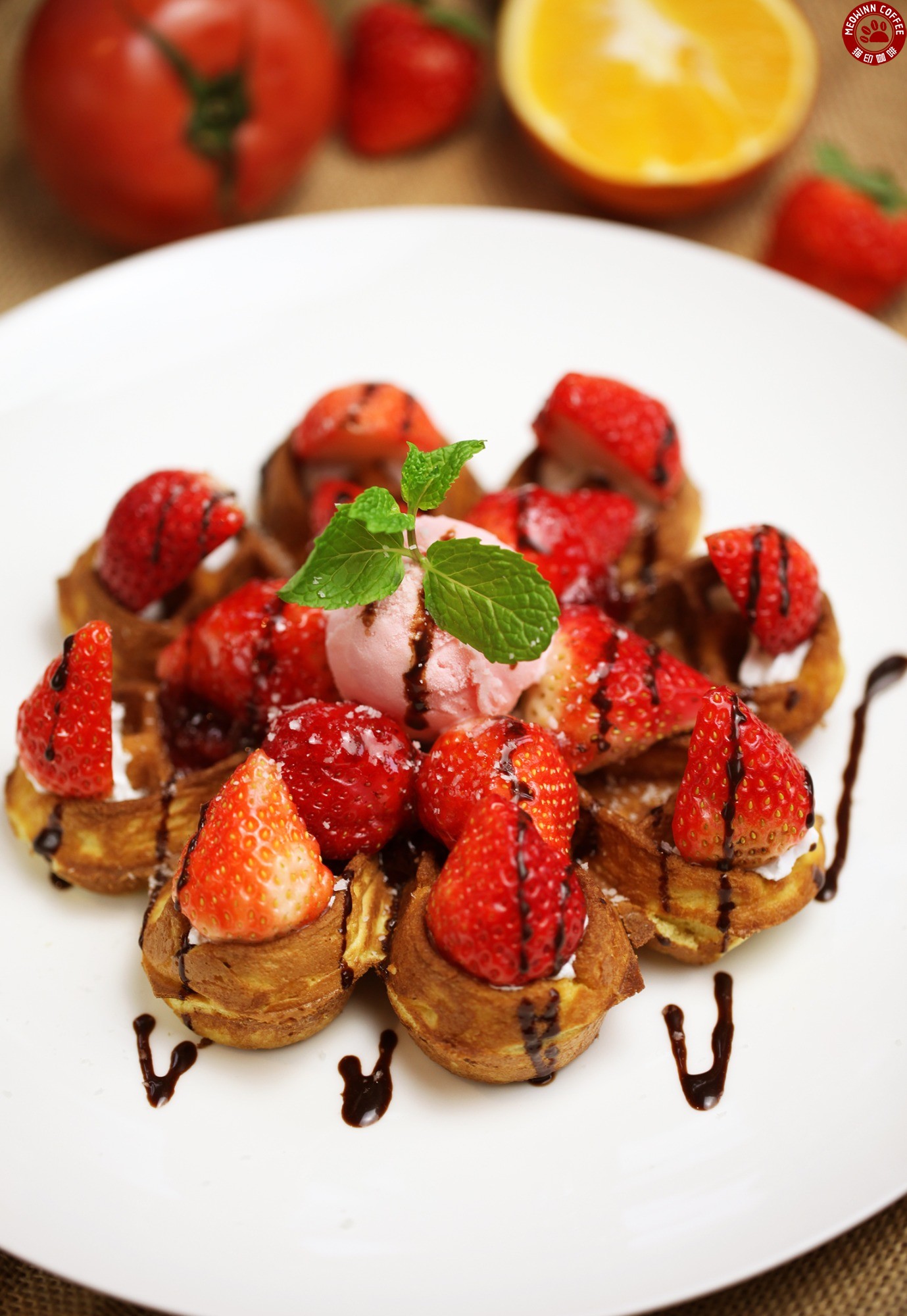 草莓冰淇淋華夫